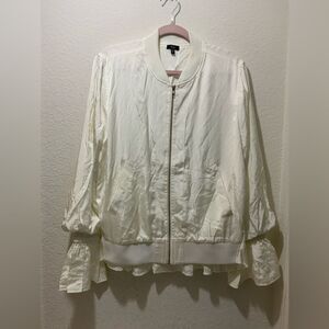 Clu off white top jacket style bell sleeves front zip